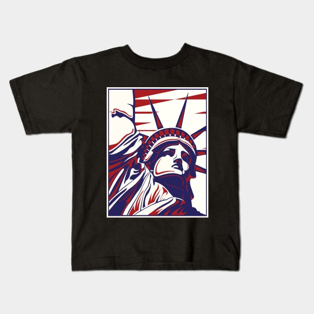 American Liberty Statue Kids T-Shirt by Bushra4